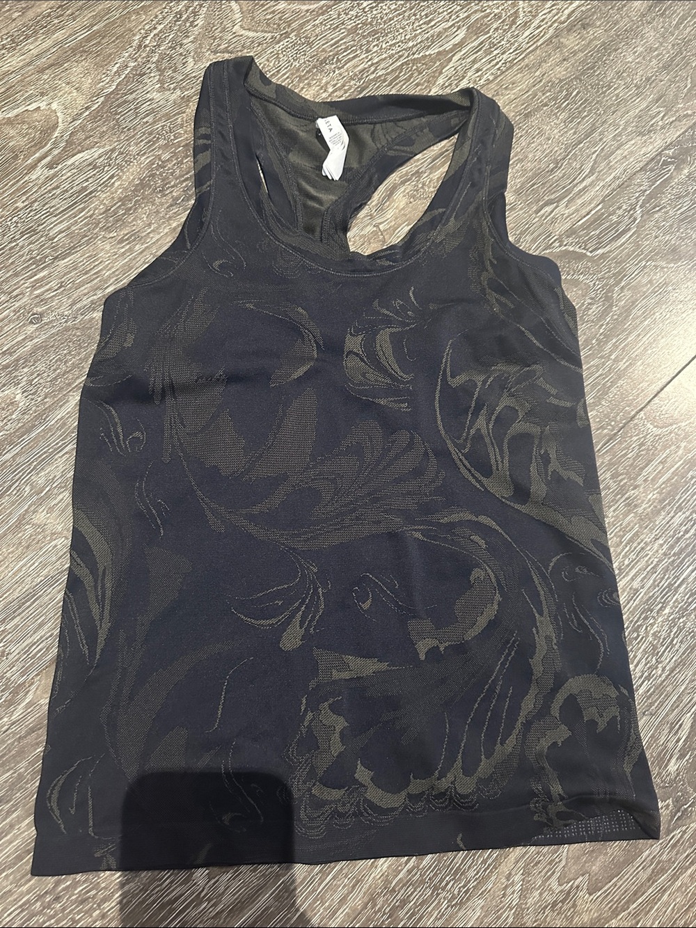Athleta Black Swirl-Pattern Racerback Tank
